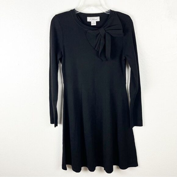 J. HOWARD Classic Black Preppy Bow Long Sleeves Pleated Dress, Size Medium - Picture 1 of 6